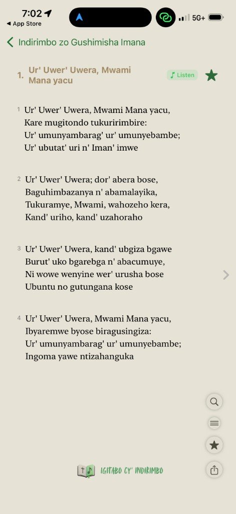 Igitabo hymn lyrics — Indirimbo zo Gushimisha Imana with Listen and favorites
